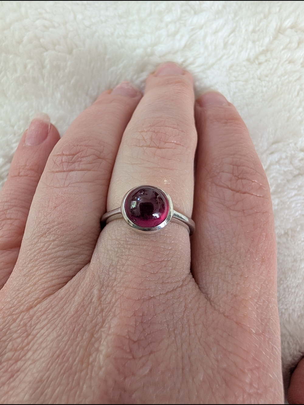 D'Joy Niassa Ruby Solitaire Ring Rhodium Over Sterling Silver 925 Size 7